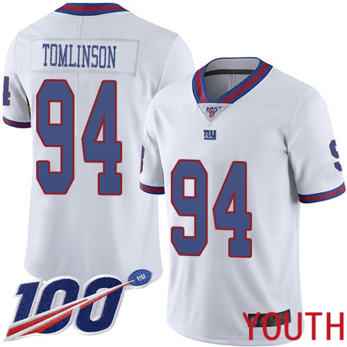 Youth New York Giants 94 Dalvin Tomlinson Limited White Rush Vapor Untouchable 100th Season Football NFL Jersey